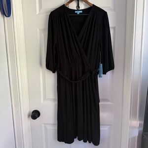 Draper James RSVP Black Knit Wrap Dress KD7171RJ NWT Womens Large